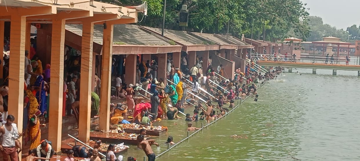 A holy dip taken at Har Ki Pauri on Ashadha Amavasya.