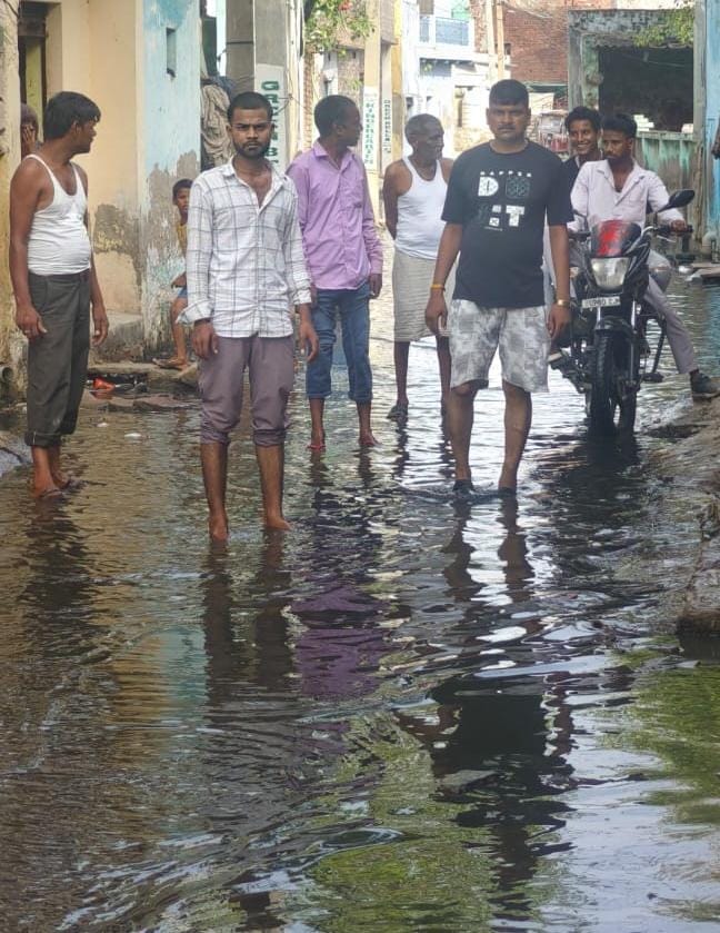 Sucheta village residents troubled by waterlogging.