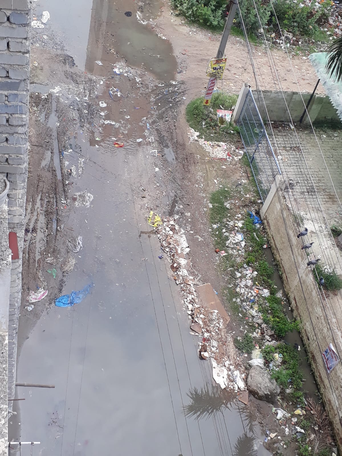 Drainage system missing from the main road of Sai Garden Society.