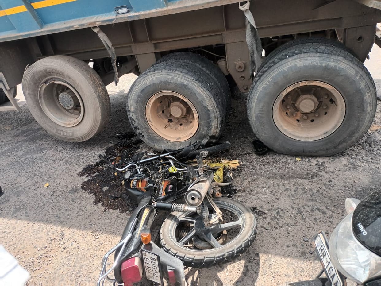 Young motorcyclist critically injured after being hit by a truck; leg crushed; referred to PGI Rohtak