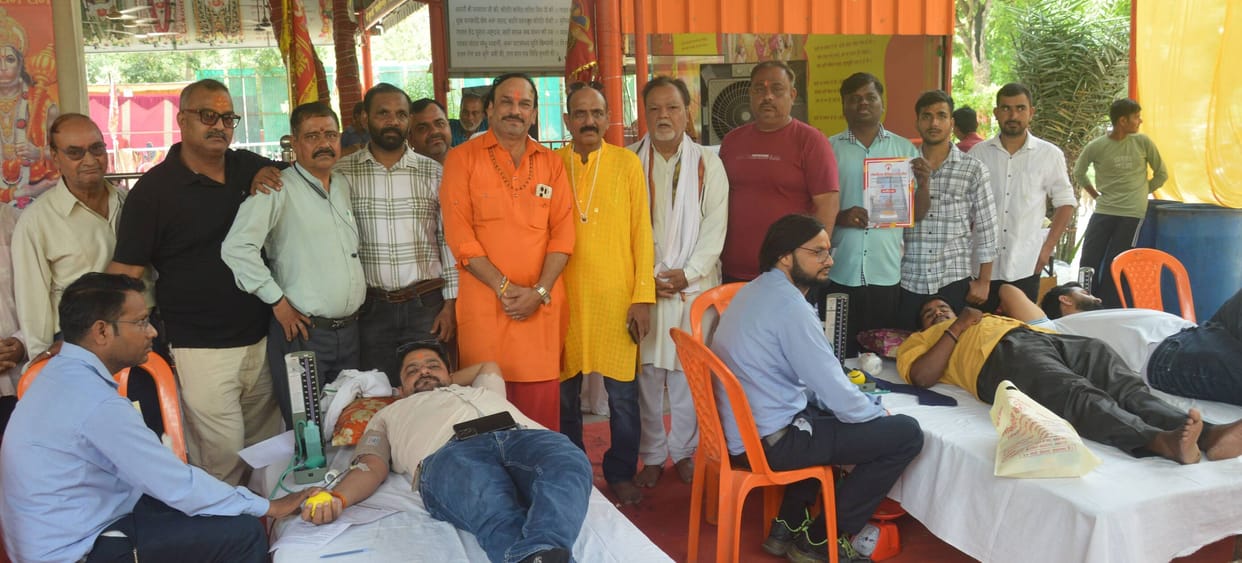 Blood donation camp at Shri Sankat Mochan Hanuman Temple, 125 units of blood collected