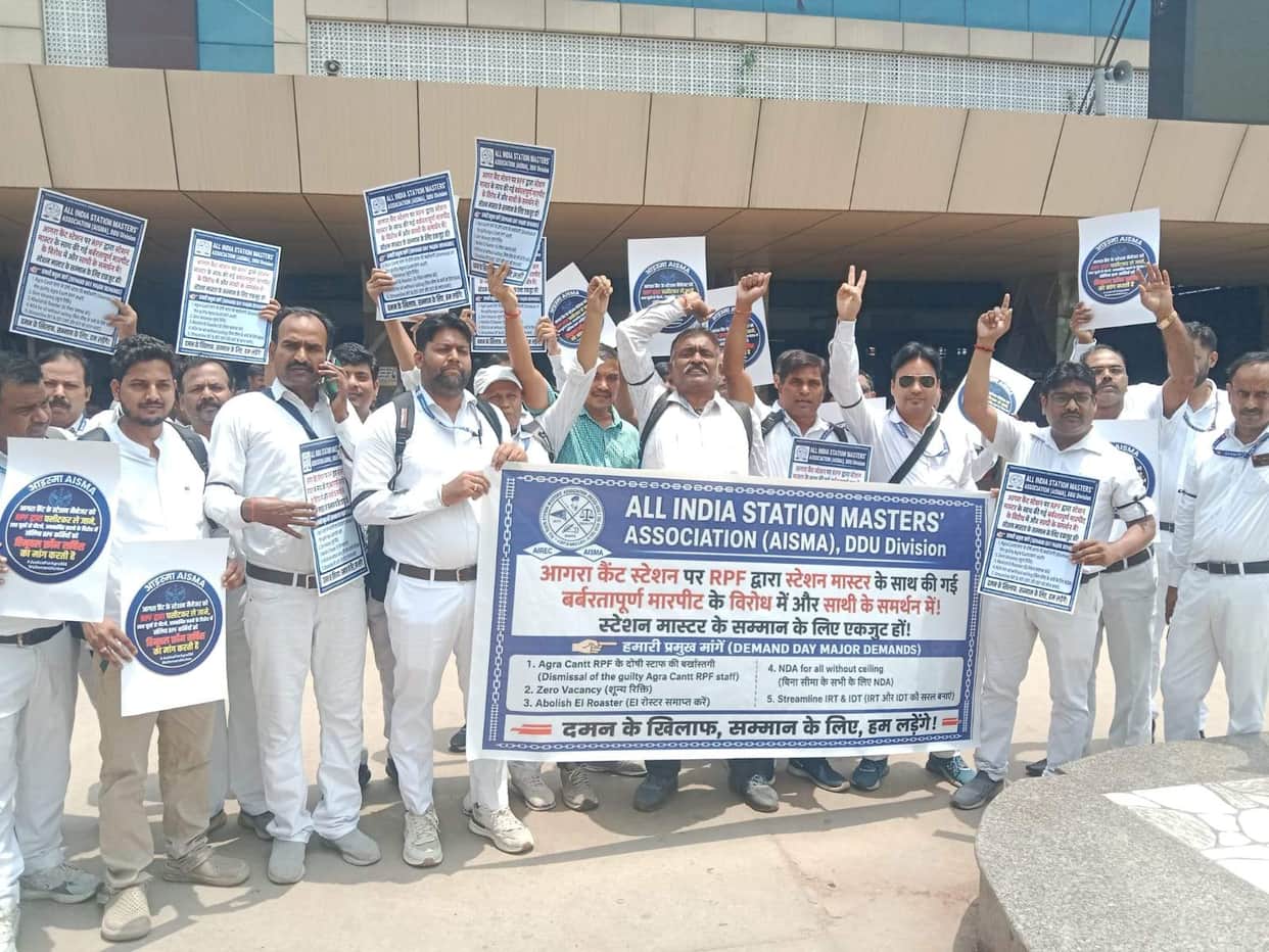Station masters held a protest march and staged a sit-in.