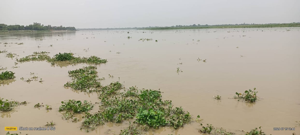Water of Ghusa Sarayu River in Diara area, Khaif in villages