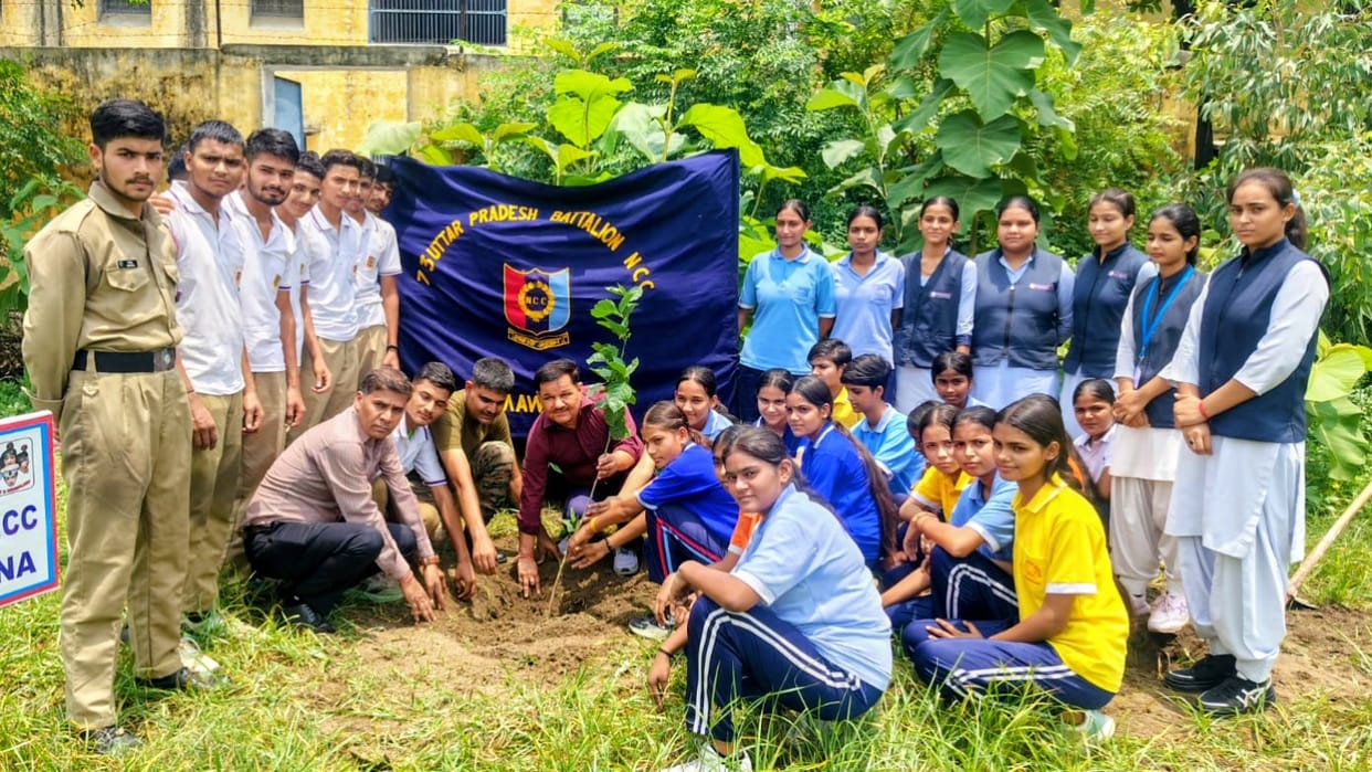 NCC cadets planted saplings.