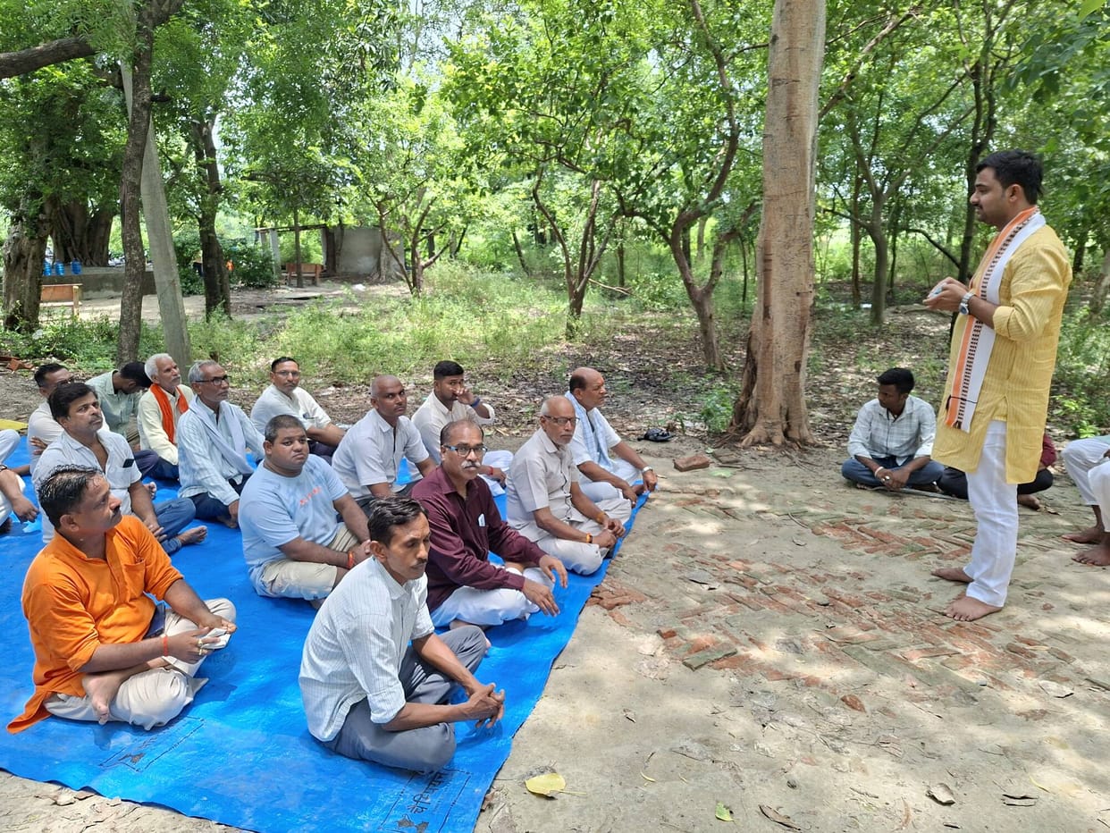 Participated in a community meal and tree plantation drive at the RSS 'Van Vihar'.