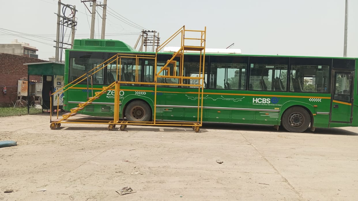 A city bus parked at the Hisar roadways depot.