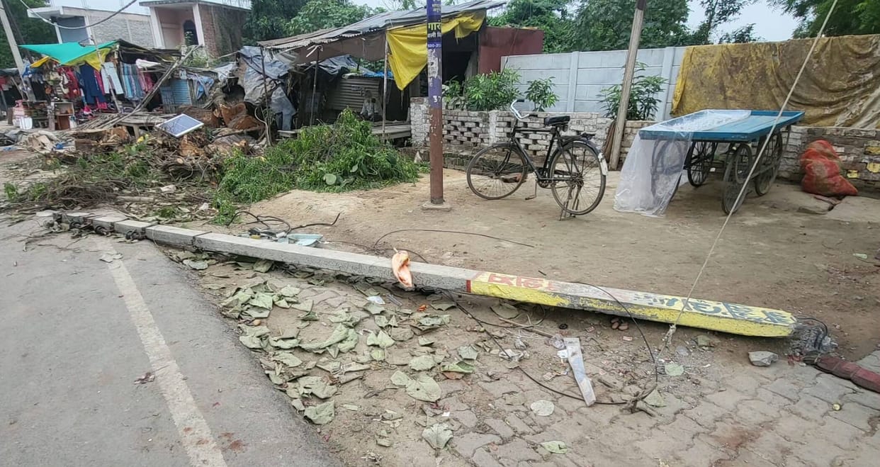 Bahua-Datauli substation shut down due to line breakdown; power out in 100 villages.
