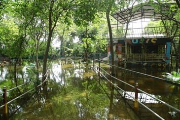 Hindon's water level is rising; if it rains, the floodplain could get inundated.
