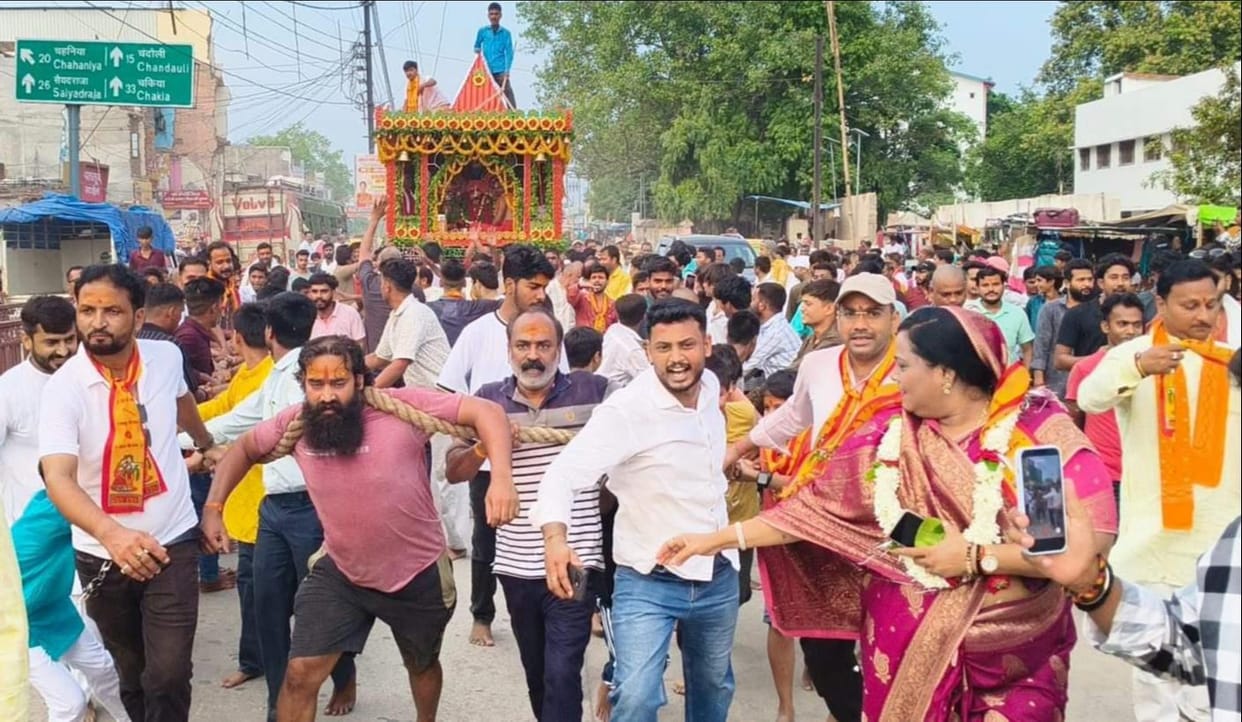Devotees thronged to pull Lord Jagannath's chariot.