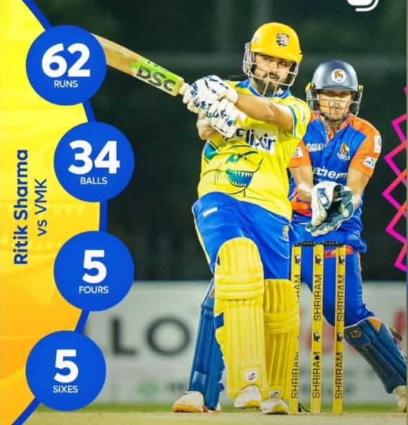 Crossing the 10,000-run mark... Agra's Hrithik draws attention with his batting.