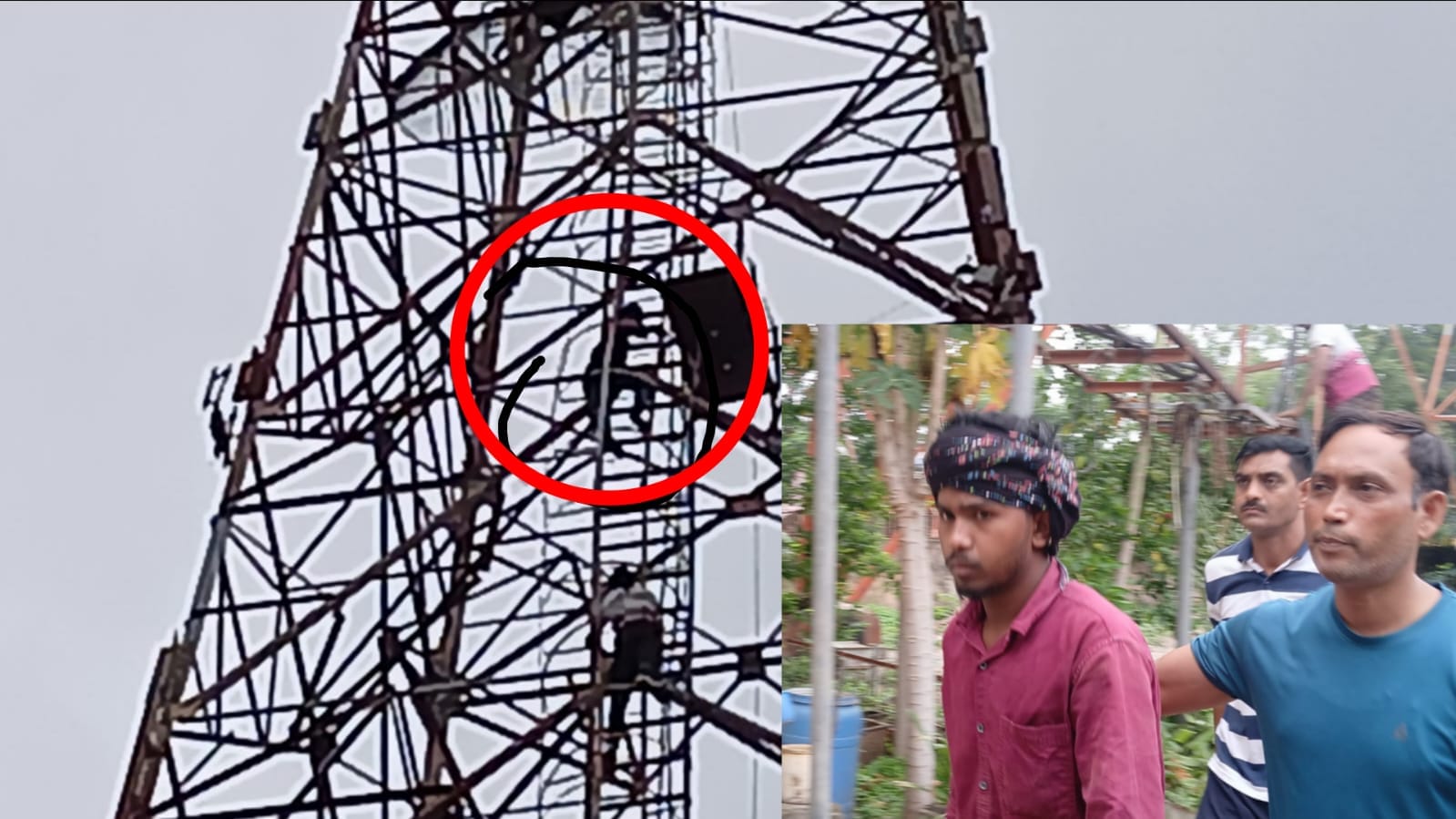 टॉवर पर चढ़ा युवक