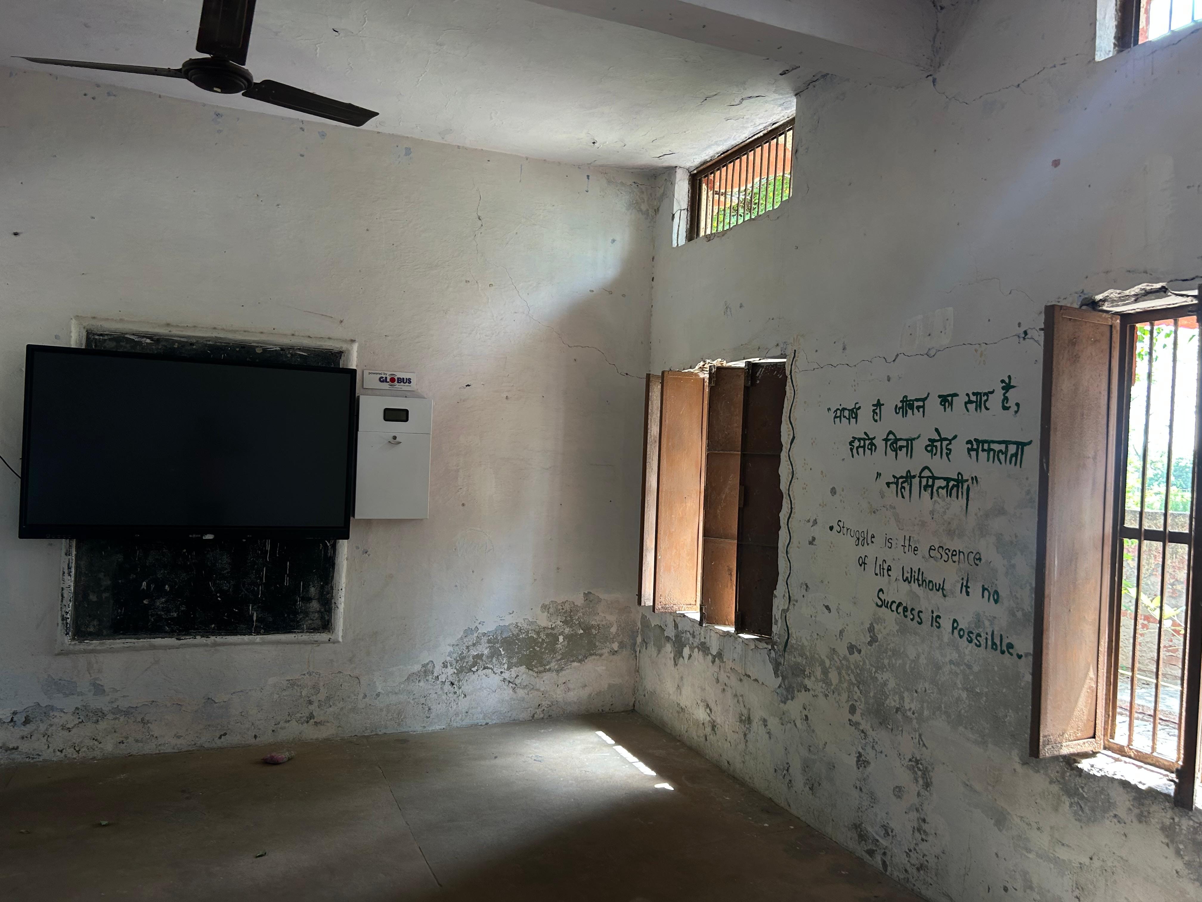 Plaster is falling and walls are damaged at the schools in Gijhi and Naya Bans; there are no dual desks either.