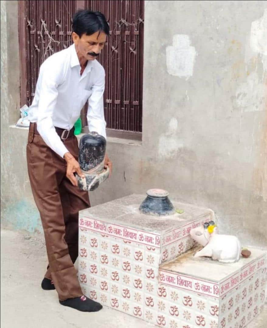 Villagers outraged over damage to Shivling.