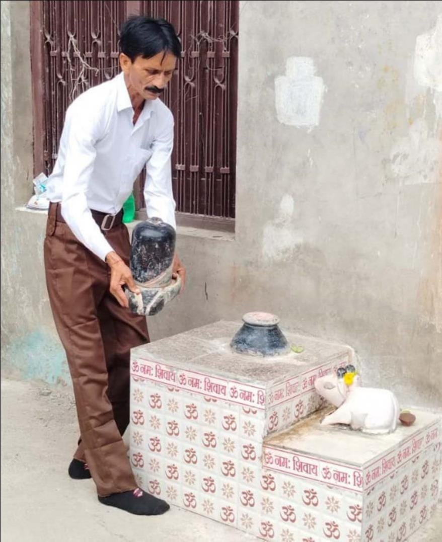 Villagers outraged over damage to Shivling.