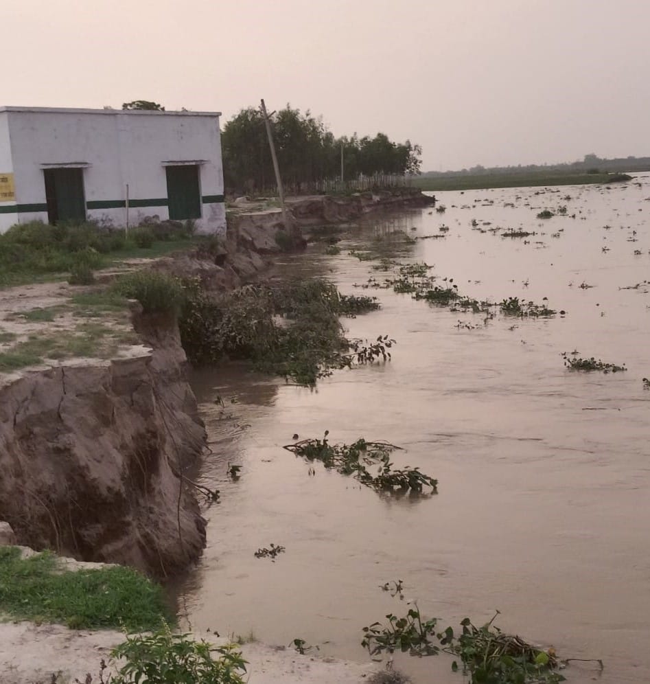 The school building in Jartauli village could collapse into the Ramganga River at any moment.