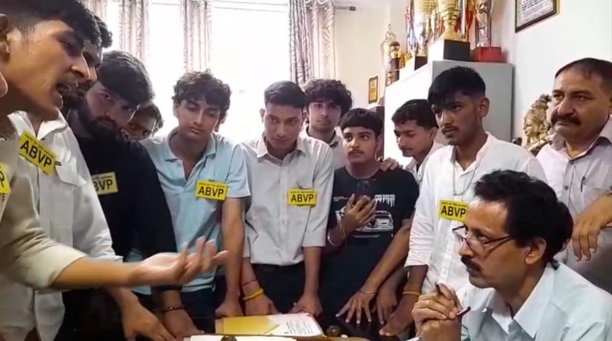 ABVP gheraoed the principal over students' issues.