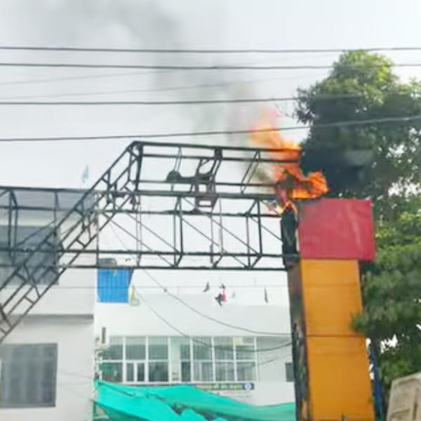 The school's main gate and boxing ring were burnt due to a short circuit