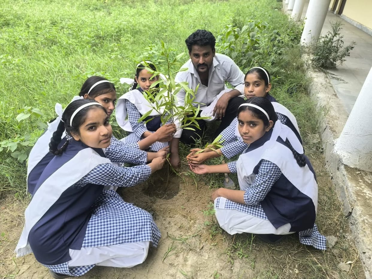 Saplings were planted at the police outpost and the school.