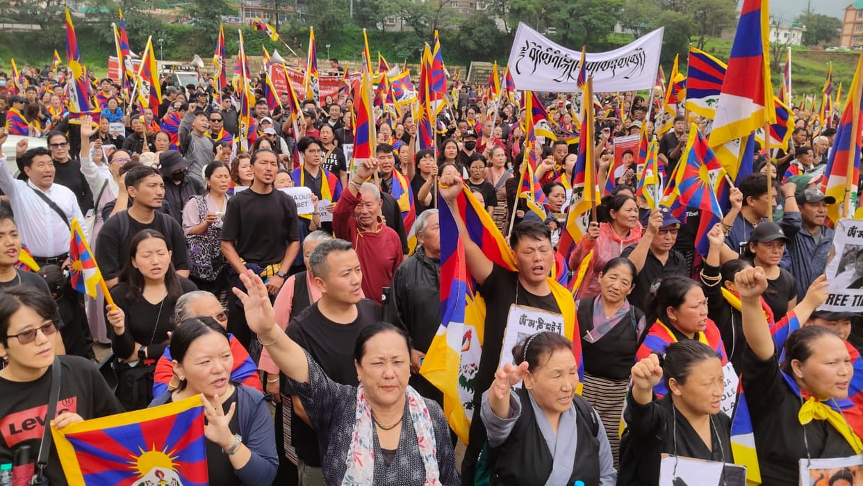 Exiled Tibetans held a rally from McLeod Ganj to Dharamshala.