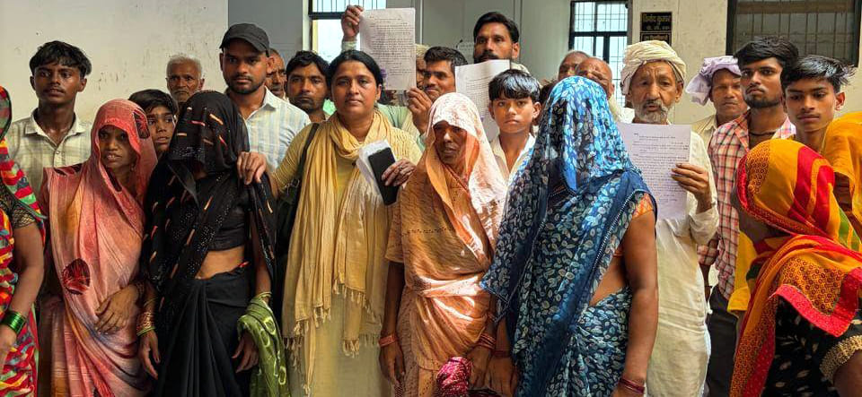 Protest against waterlogging in streets and homes.