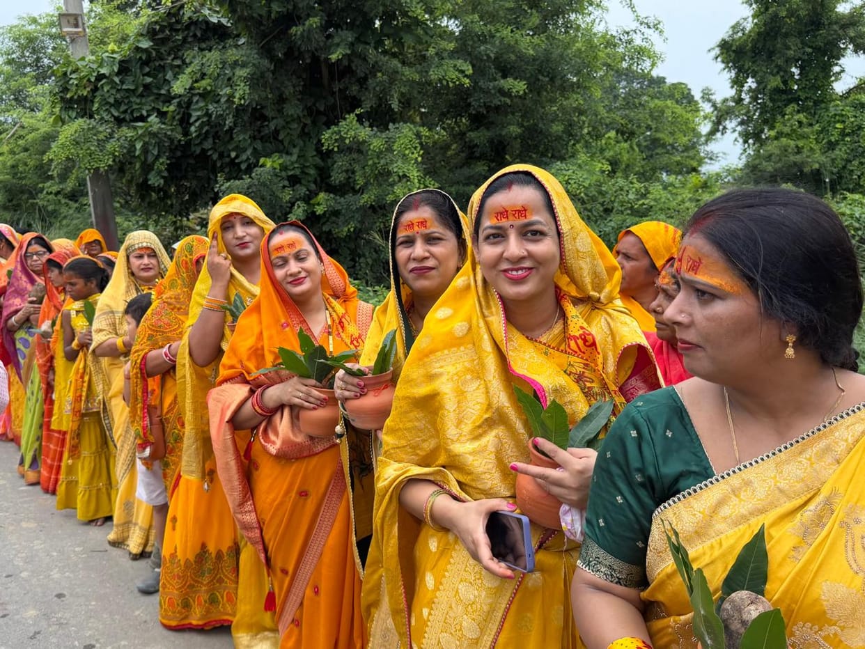 Shrimad Bhagwat Katha begins with a Kalash Yatra.
