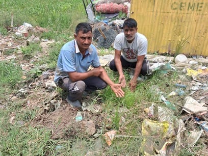 The drinking water line has been leaking for four years, forcing villagers of Haat village to drink contaminated water.