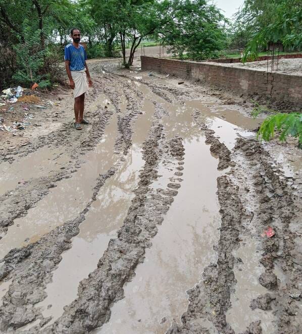Neither drains nor roads constructed; mud causing trouble.