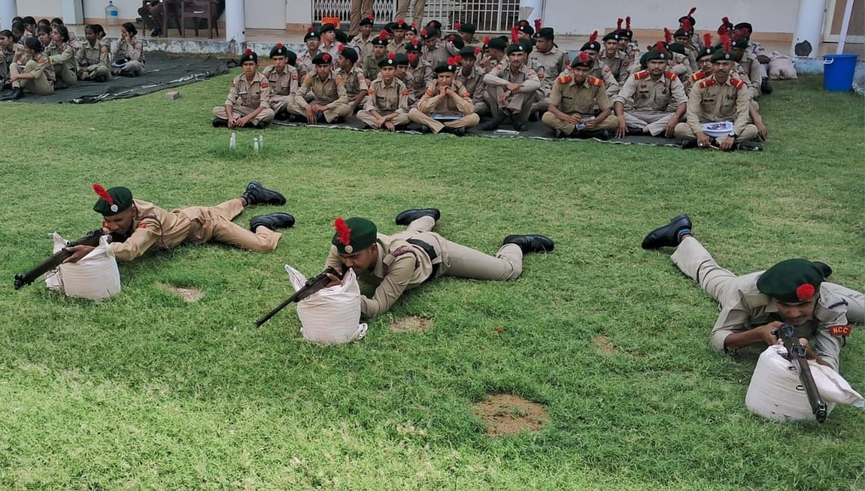 Cadets preparing for drill, map reading, and weapon training.