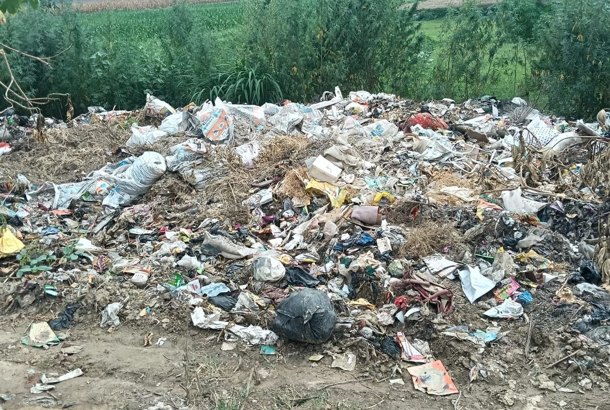 Garbage is being dumped on the road despite the presence of an MRF center.