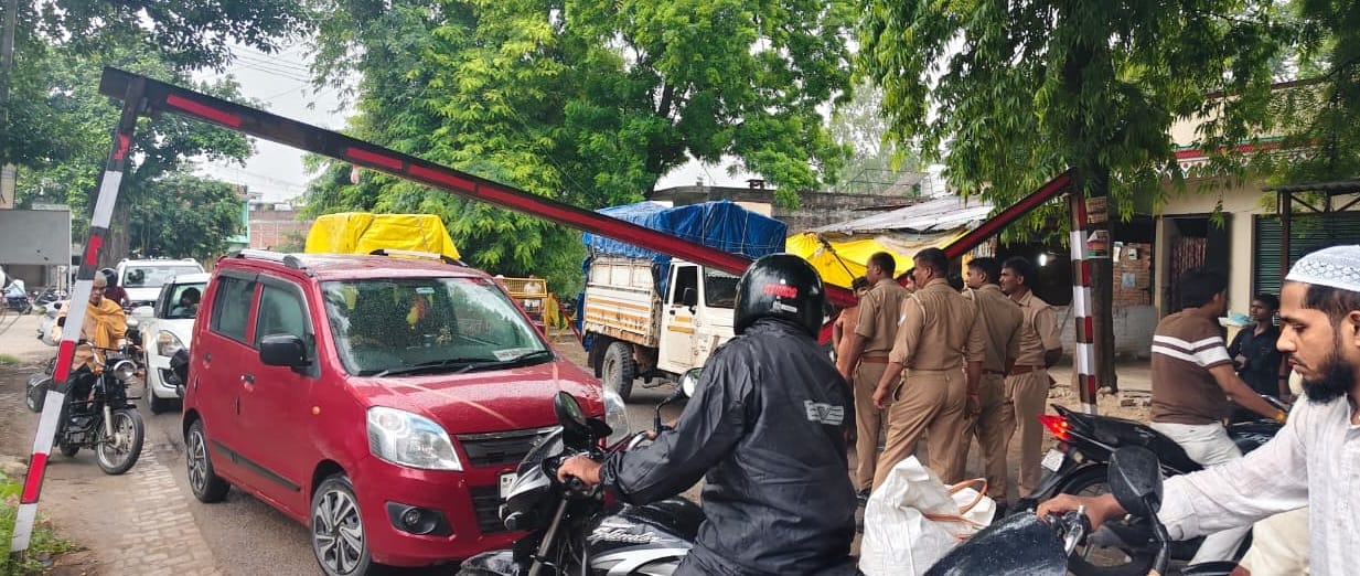 Barrier broken after being hit by a pickup truck for the fourth time.