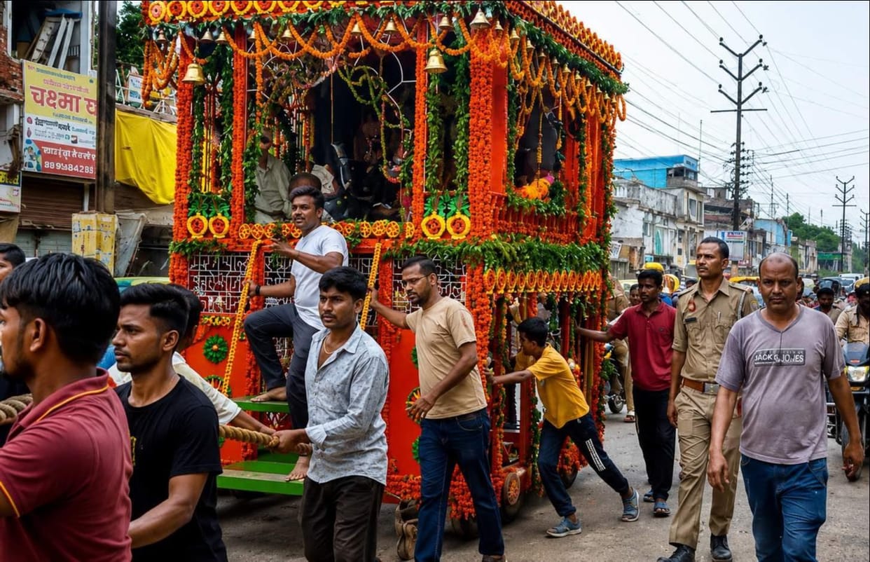 Lord Jagannath returned after the city procession.