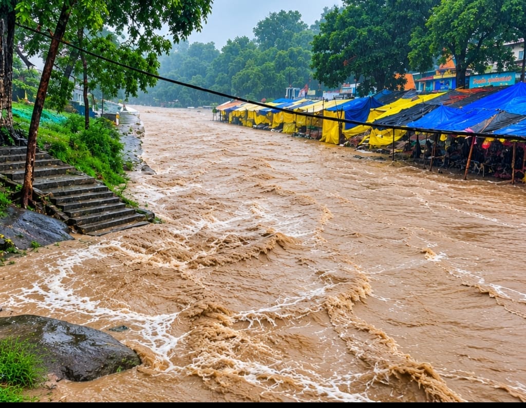 Torrential rain causes surge in Shakambhari Khol.