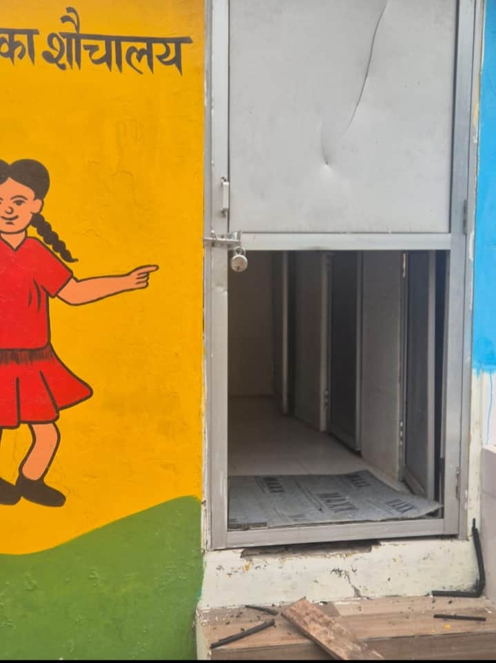 Demolition in the upper primary school of Dhampur Hussainpur