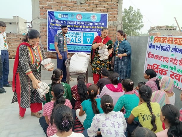Sanitary napkins distributed to female students.