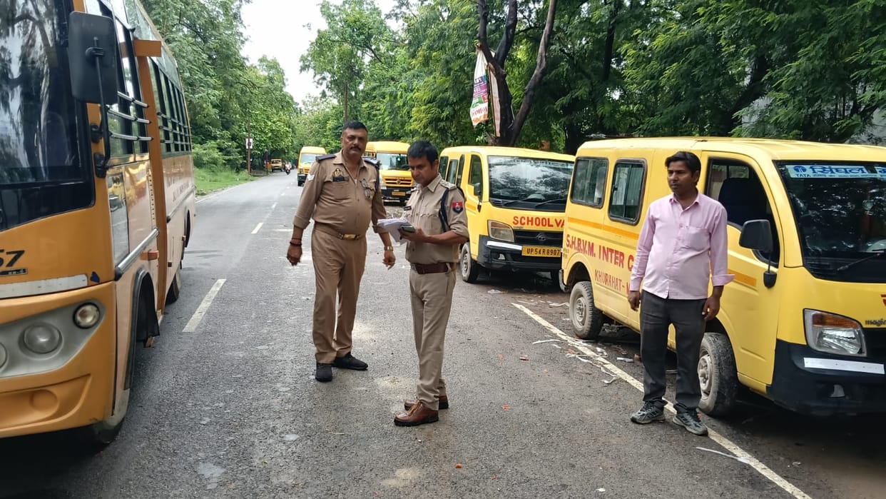 13 school vehicles inspected; one had a broken window, and two lacked fire extinguishers.