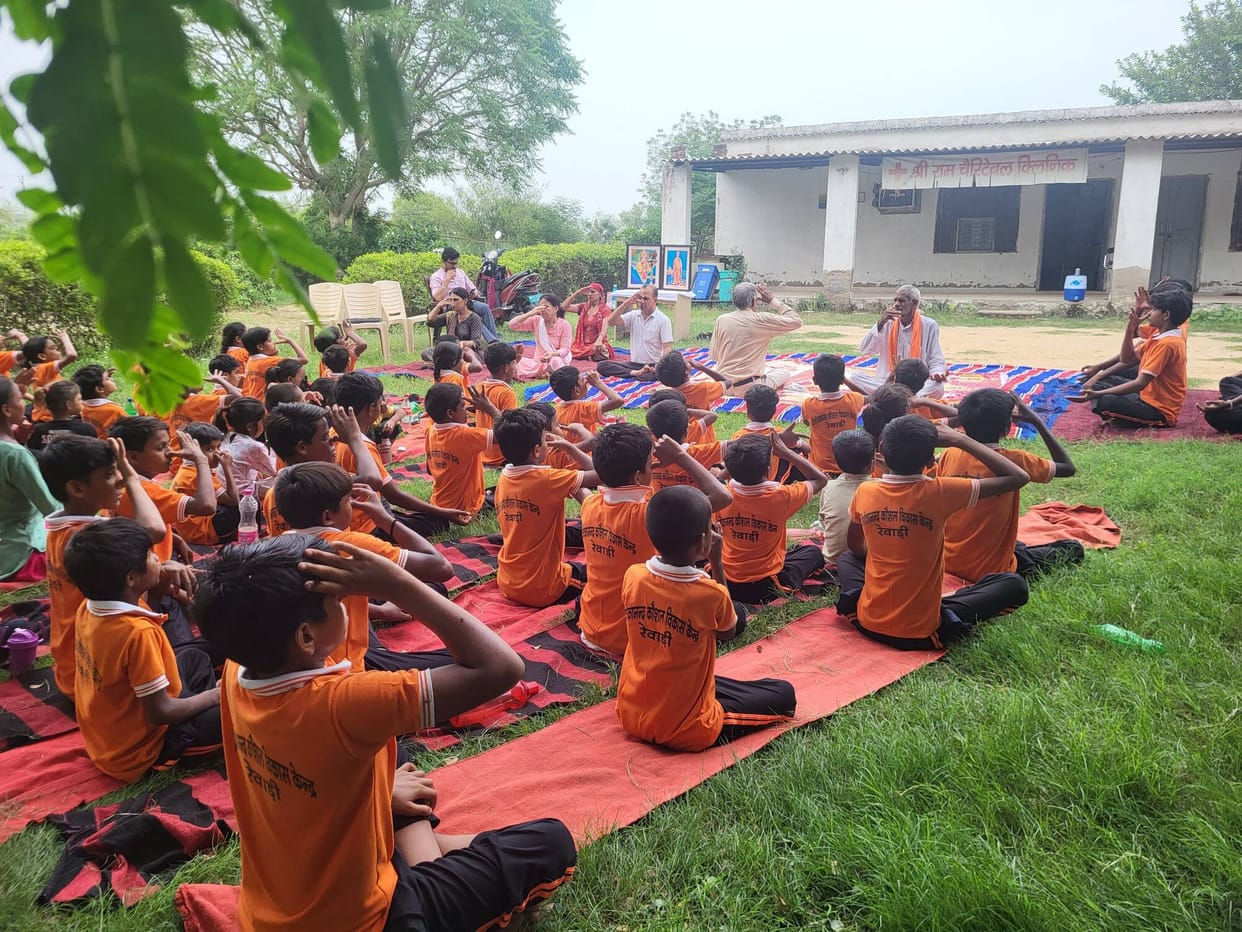 Students were guided through yoga practice and encouraged to adopt a healthy lifestyle.