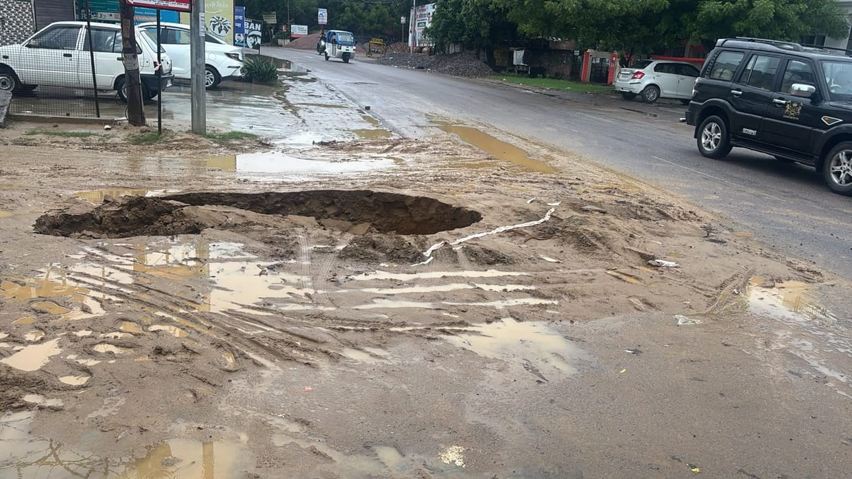Road dug up for sewer line installation becomes a source of trouble for people.