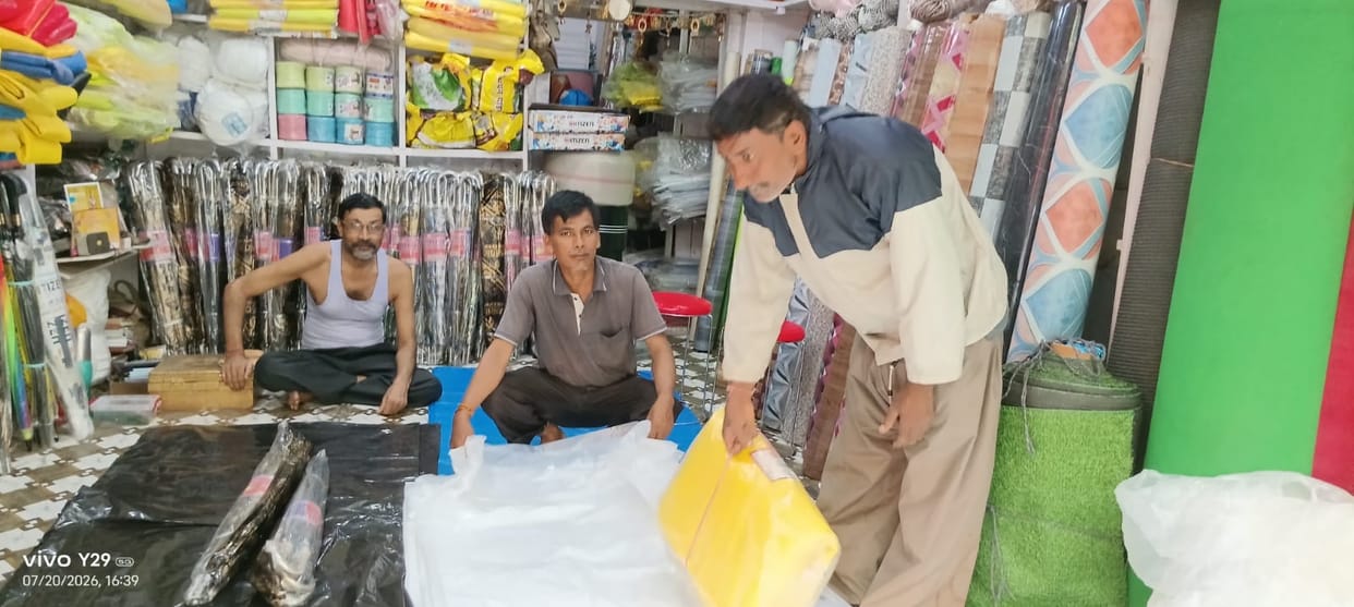 Demand for umbrellas and tarpaulins has risen in markets due to the rain.