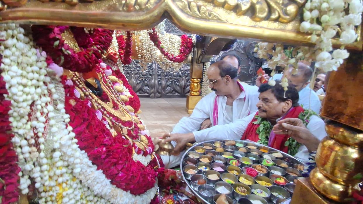 After offering 'Chhappan Bhog' and a 51-kg bell to the Goddess, Shivpal asked, "Who is more unrighteous than the BJP?"