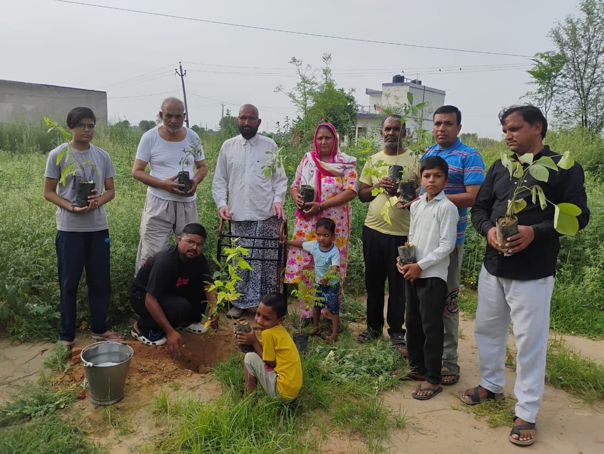 Tree plantation drive held at Ambedkar Park, Gagadwas village square.