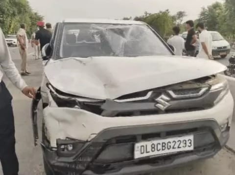 Family returning from Khatu Shyam; three cars collide on Delhi-Jaipur Highway.