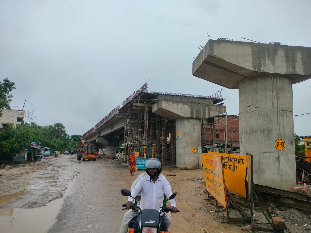50% of the work on the foot overbridge at the railway crossing is complete.