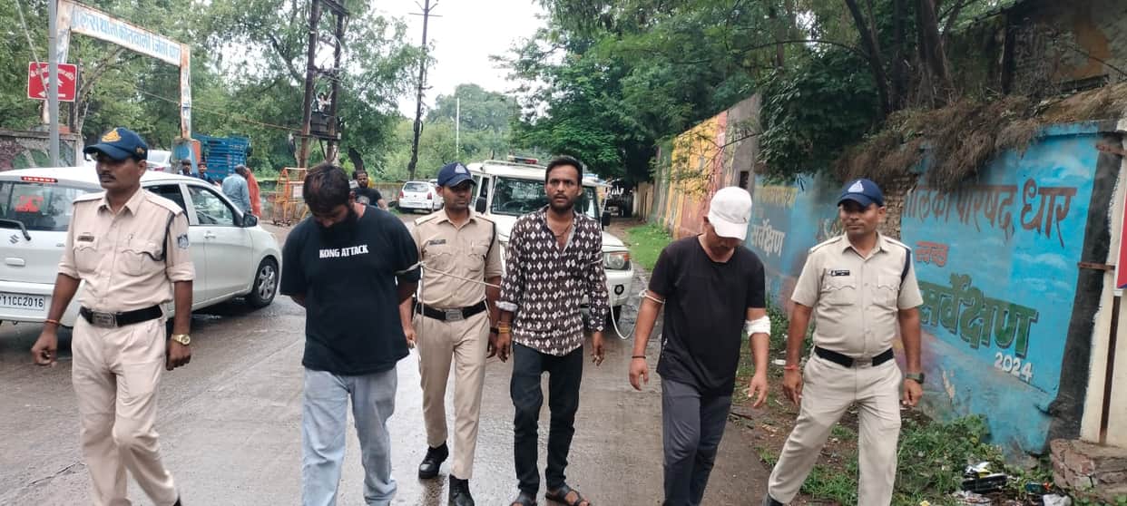 Police paraded the individuals who carried out an attack using knives and a Tommy bar; the dispute