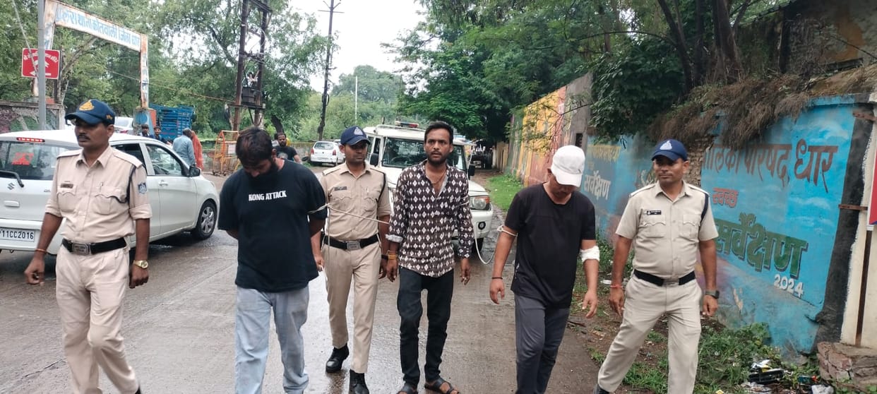 Police paraded the individuals who carried out an attack using knives and a Tommy bar; the dispute