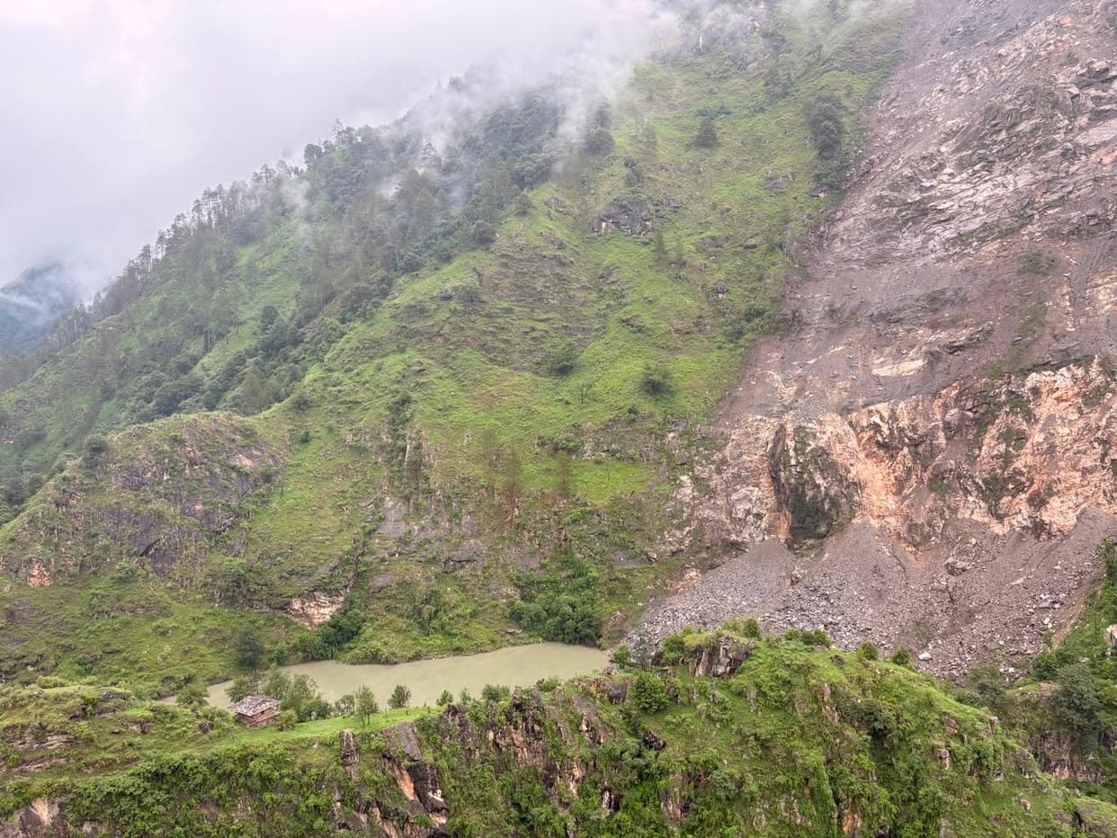 Water level of Sharan Lake rising due to landslide.