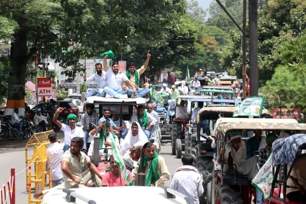 Farmers took to the streets and camped at the Collectorate.