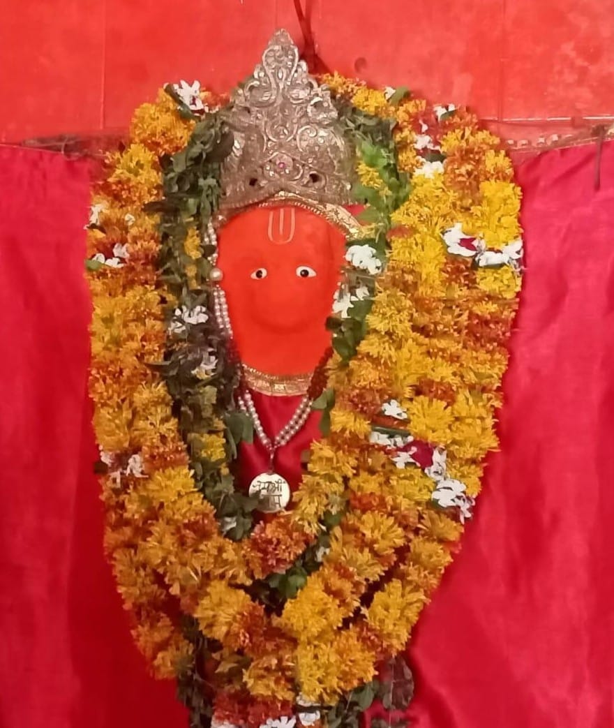 The magnificent adornment of Lord Hanuman.