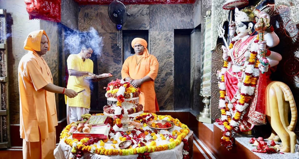 CM performed the *Aarti* of Goddess Pateshwari and prayed for happiness and prosperity