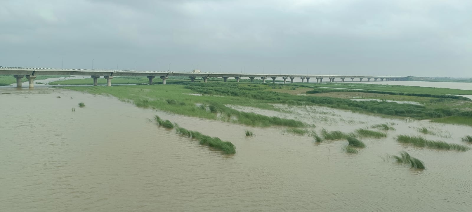 राजेसुल्तानपुर क्षेत्र में कम्हरिया घाट के निकट बढ़ा सरयू नदी का जलस्तर।संवाद