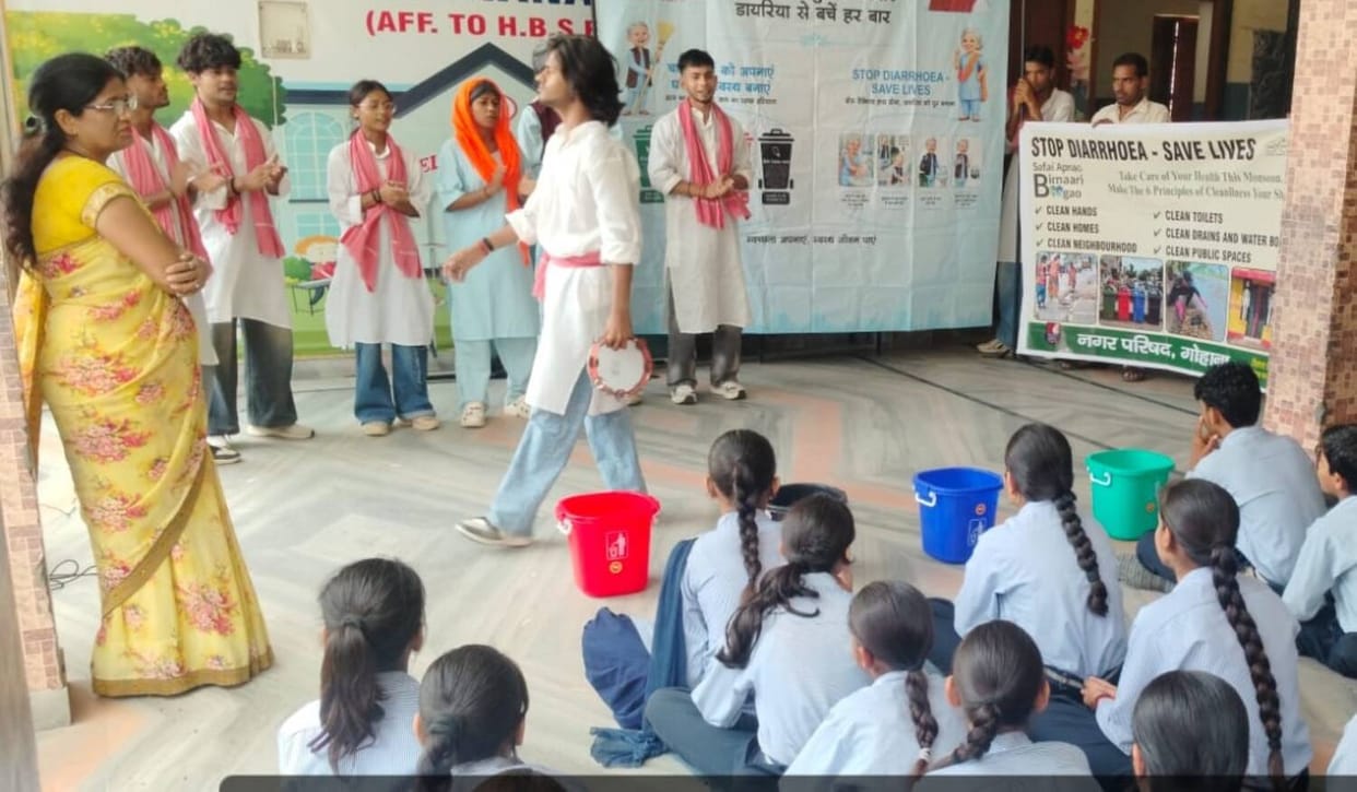 Students were informed about waste management through street plays.